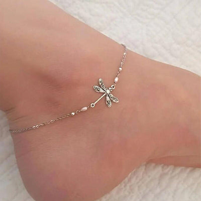 ✨Tobillera Libélula Glamour en Plata con Perla✨